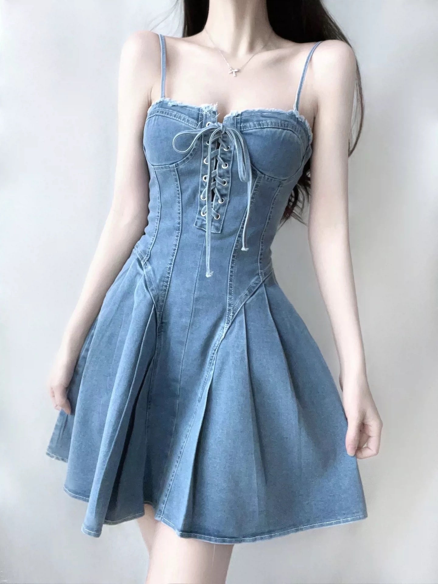 Daniella Denim Sweetheart Mini Dress