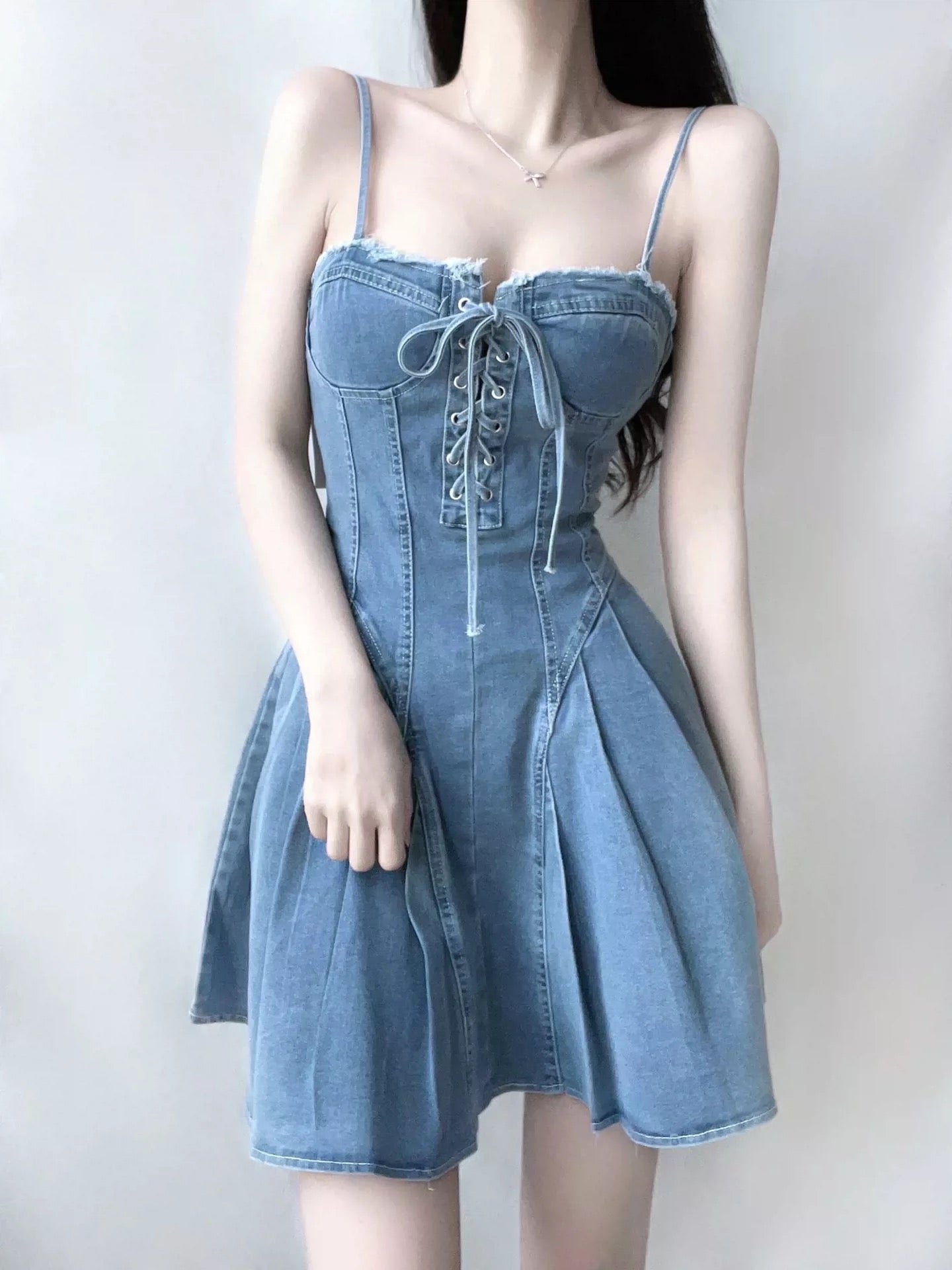 Daniella Denim Sweetheart Mini Dress