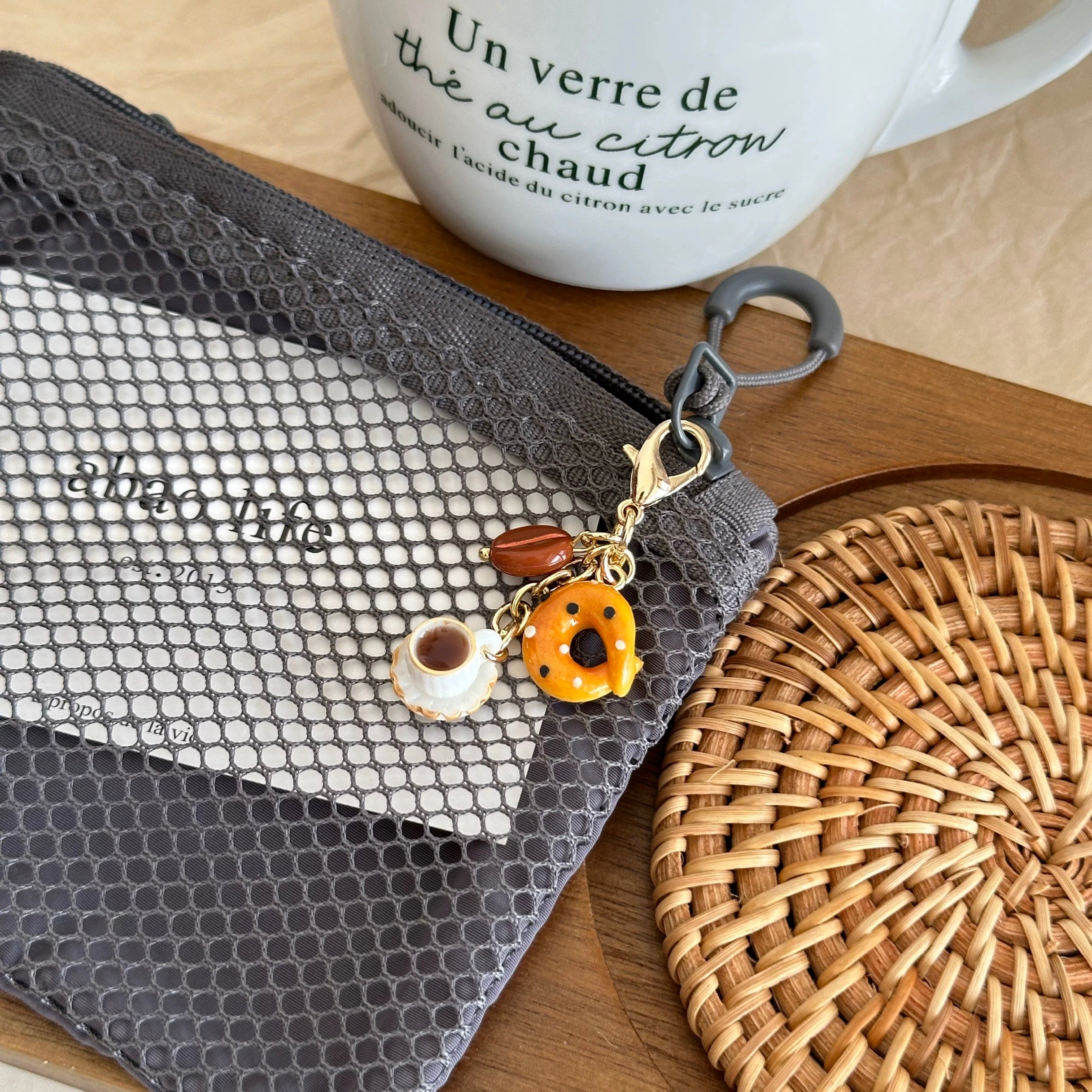 Coffee Bean, Coffee and Bread Keychain