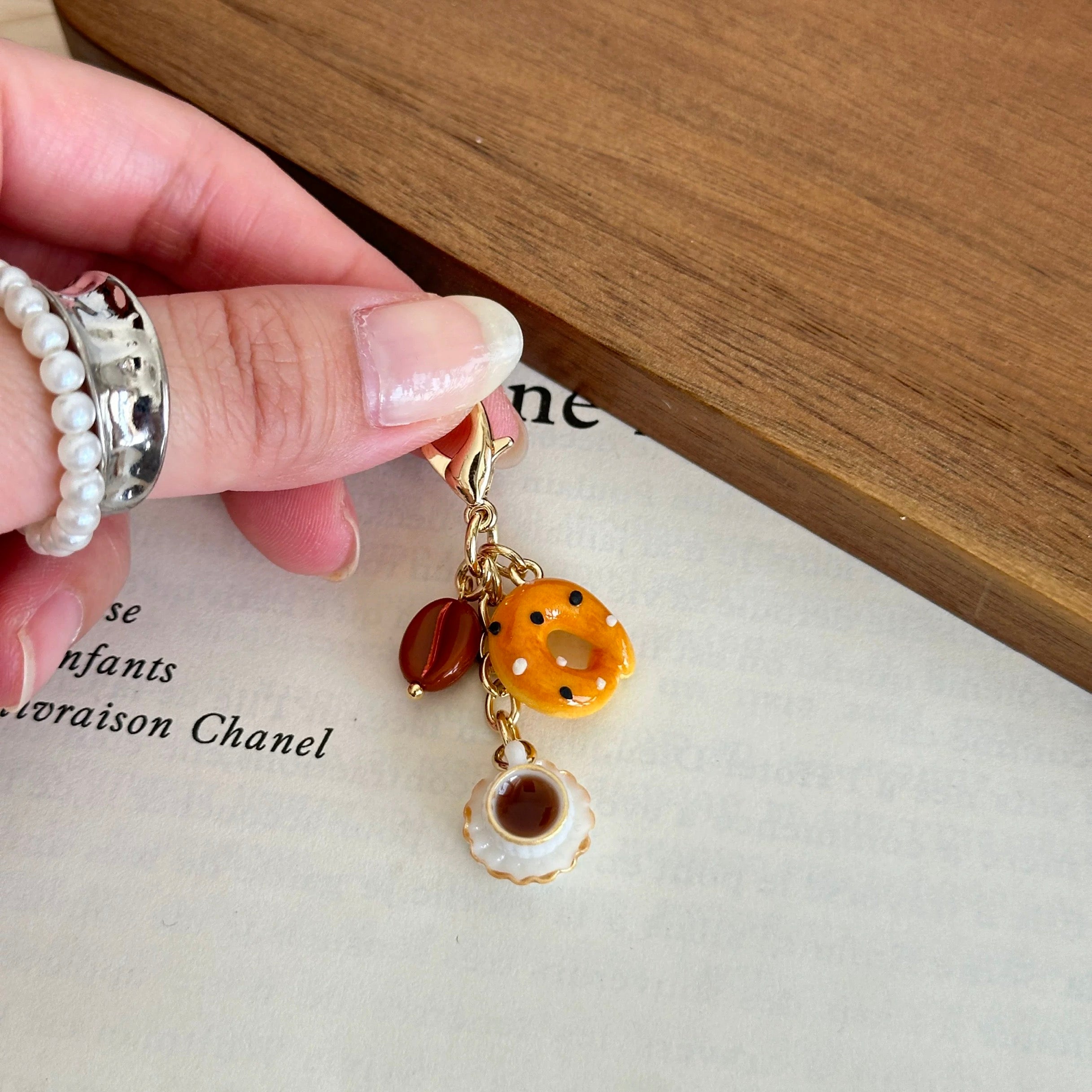 Coffee Bean, Coffee and Bread Keychain