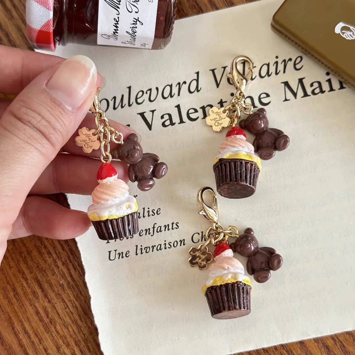 Cupcake and Teddy Bear Keychain