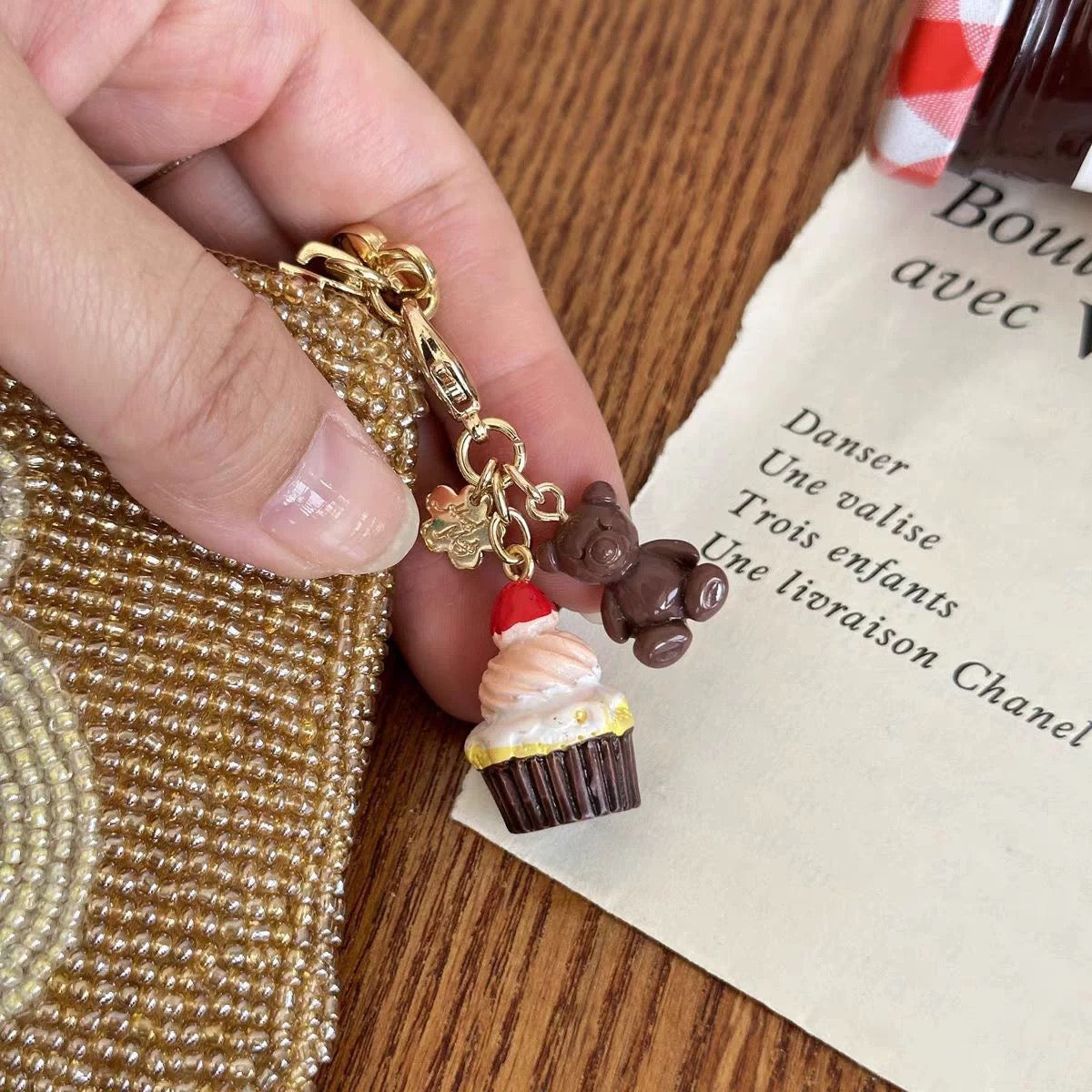 Cupcake and Teddy Bear Keychain