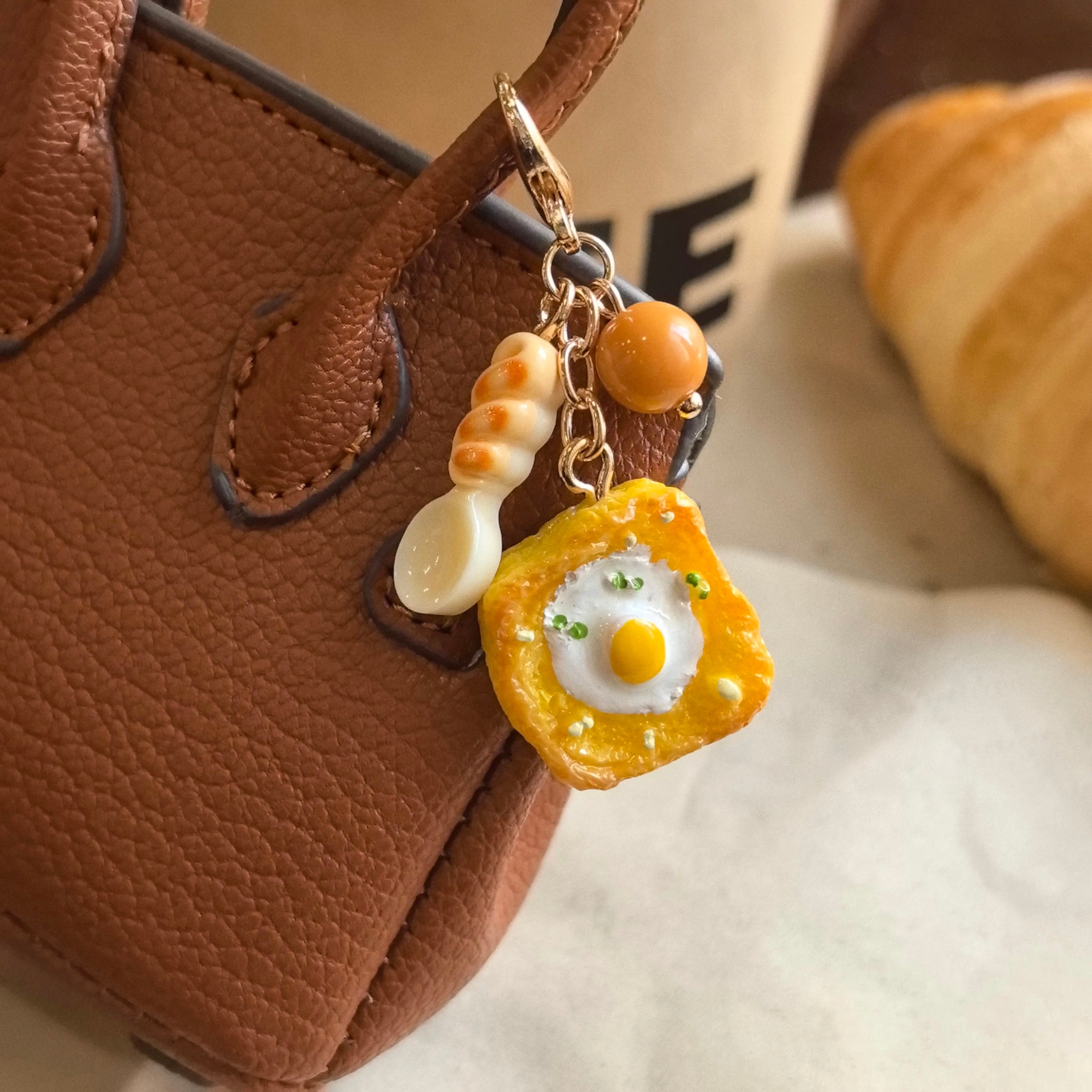 Fried Egg Toast Keychain