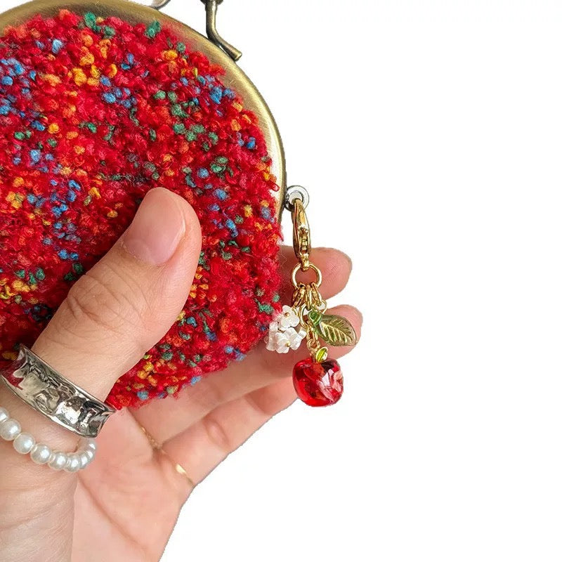 Red Apple With Petals Keychain
