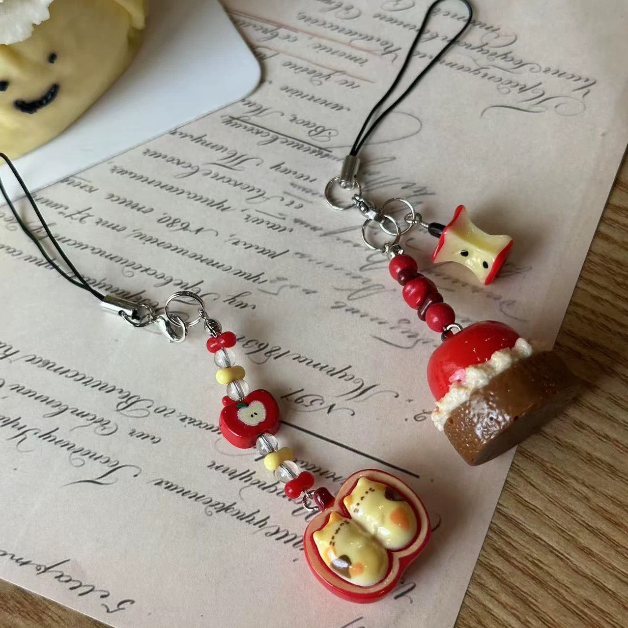 Apple Cat Twins Keychain