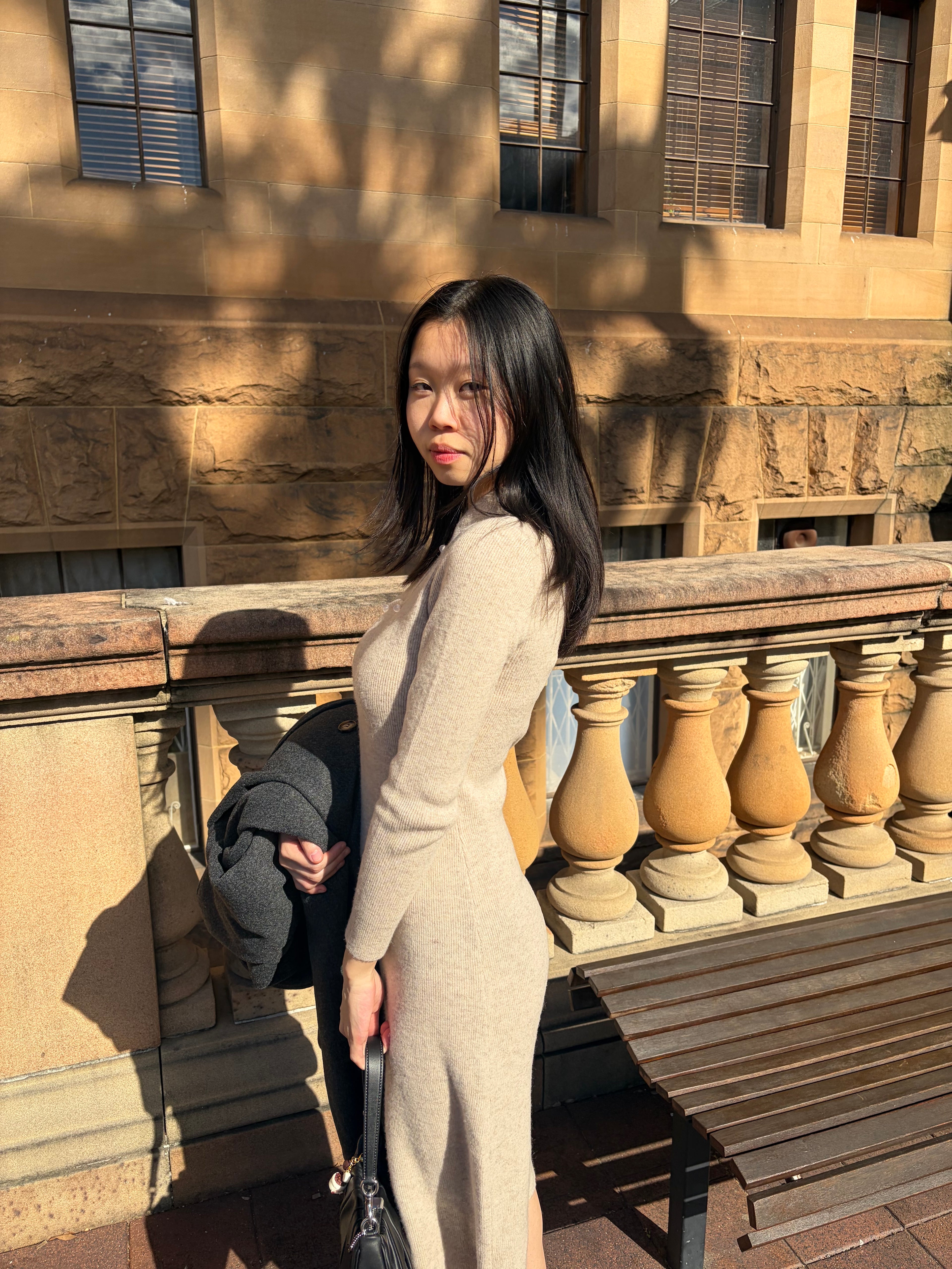 Zetian Cheongsam Style Wool Dress