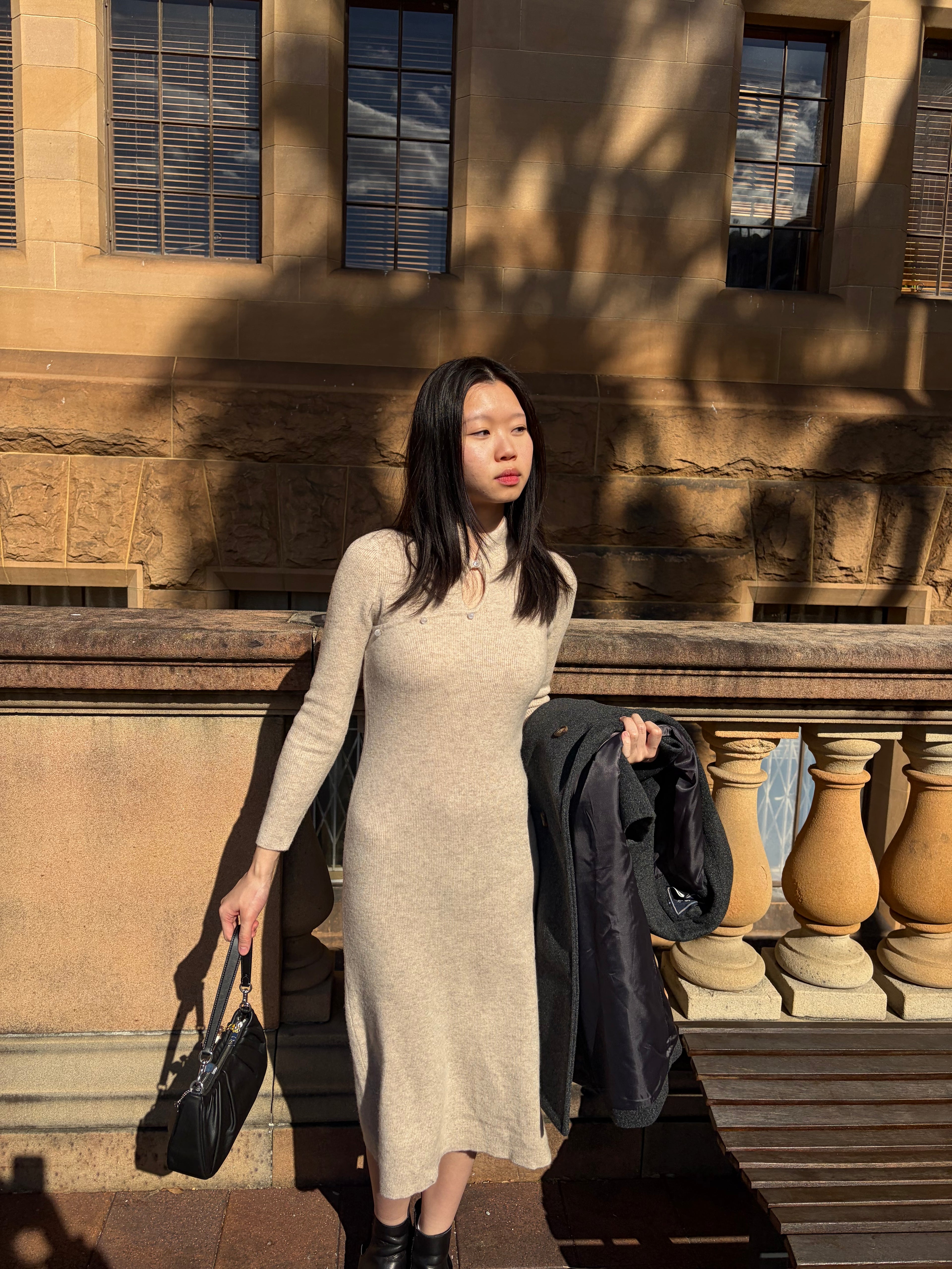 Zetian Cheongsam Style Wool Dress