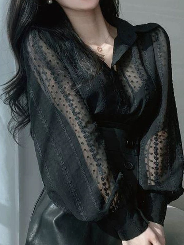 Beatrice Lace Puff Sleeve Top