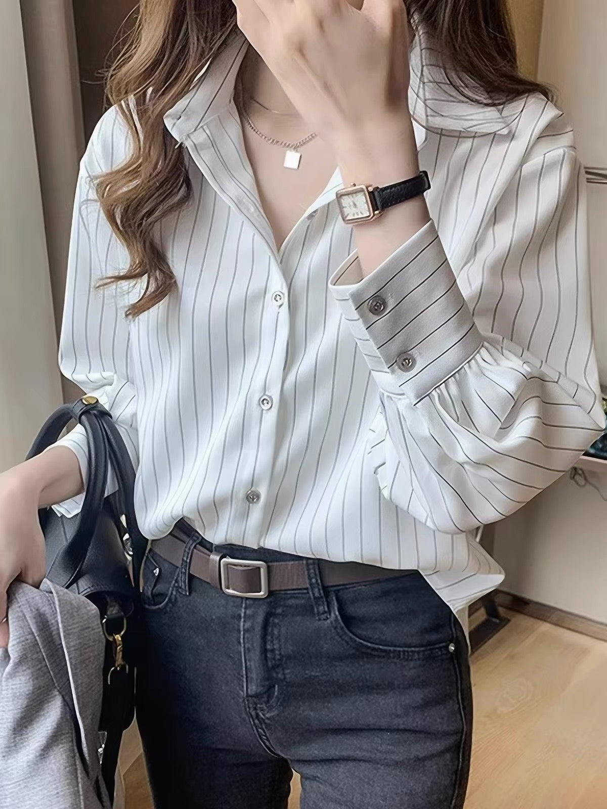 Melissa Striped Button Top