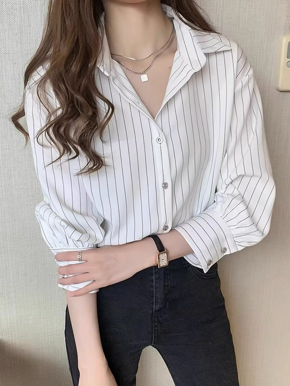 Melissa Striped Button Top