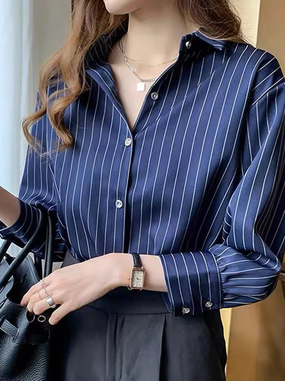 Melissa Striped Button Top