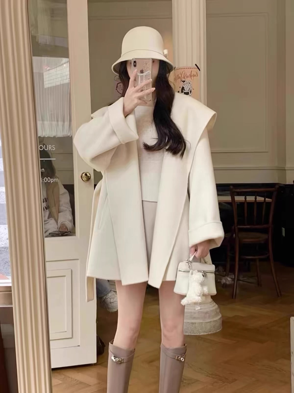 Solene Drape Hooded Wool Coat