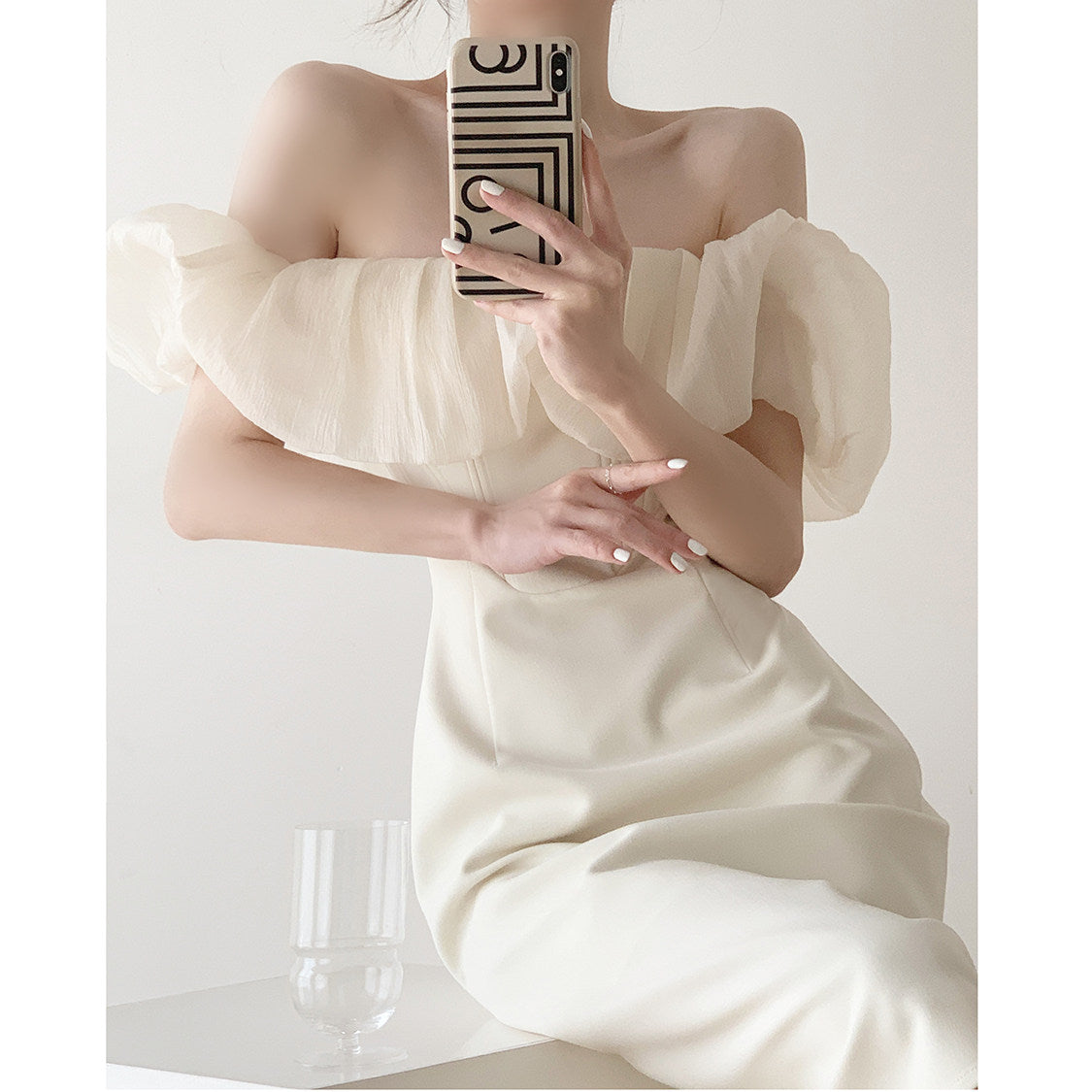 Nora Ruffle Off-Shoulder Midi Dress