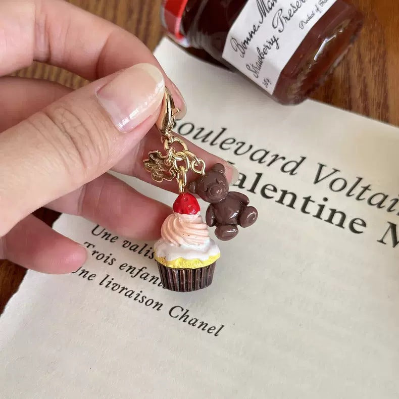 Cupcake and Teddy Bear Keychain