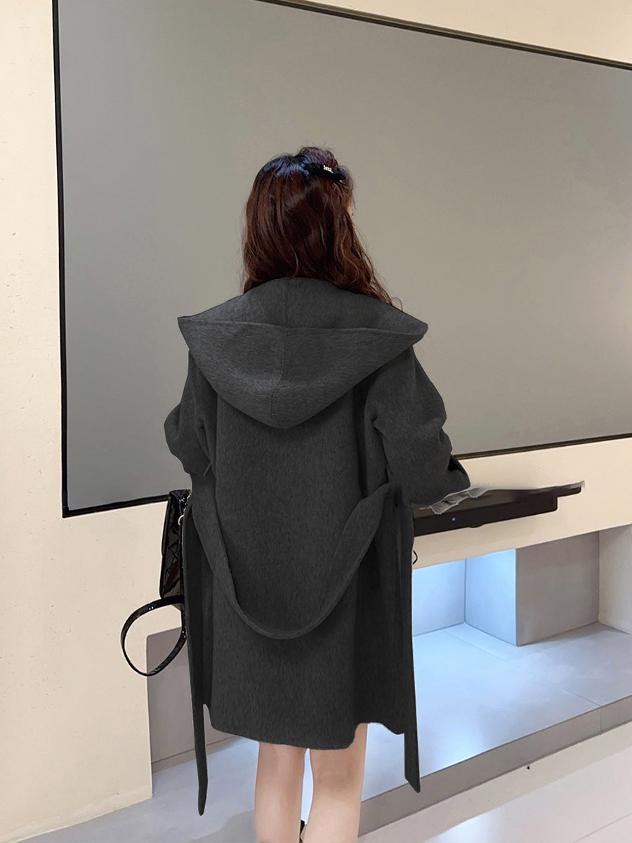 Solene Drape Hooded Wool Coat