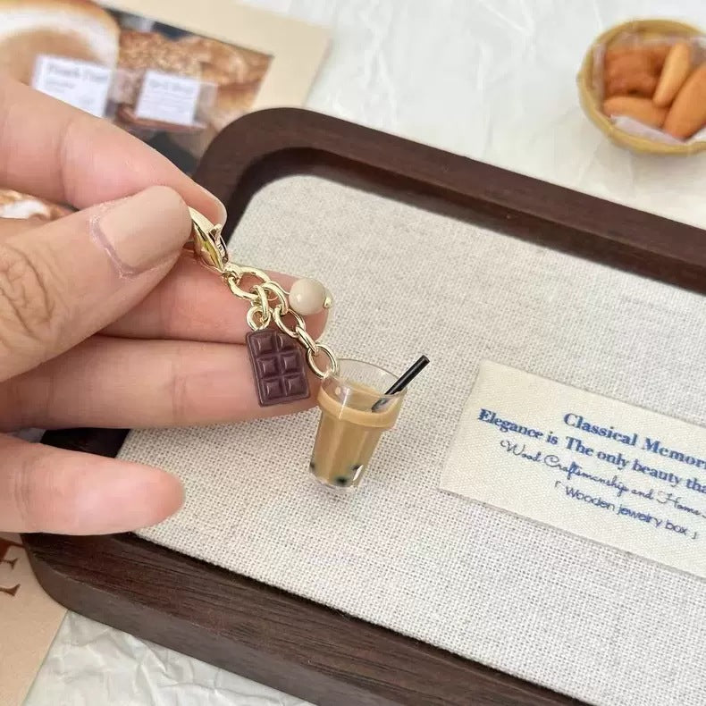 Boba Milk Tea and Chocolate Keychain