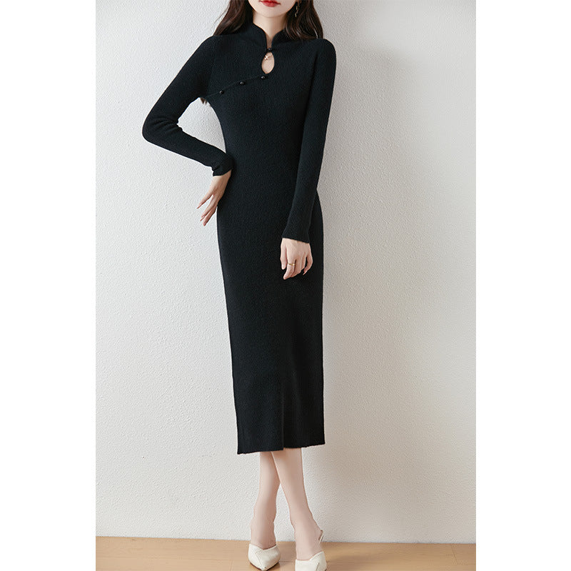 Zetian Cheongsam Style Wool Dress