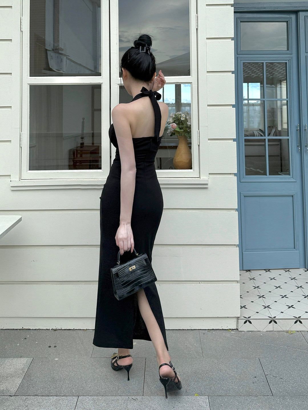 Antoinette Halter Neck Blackberry Maxi Dress