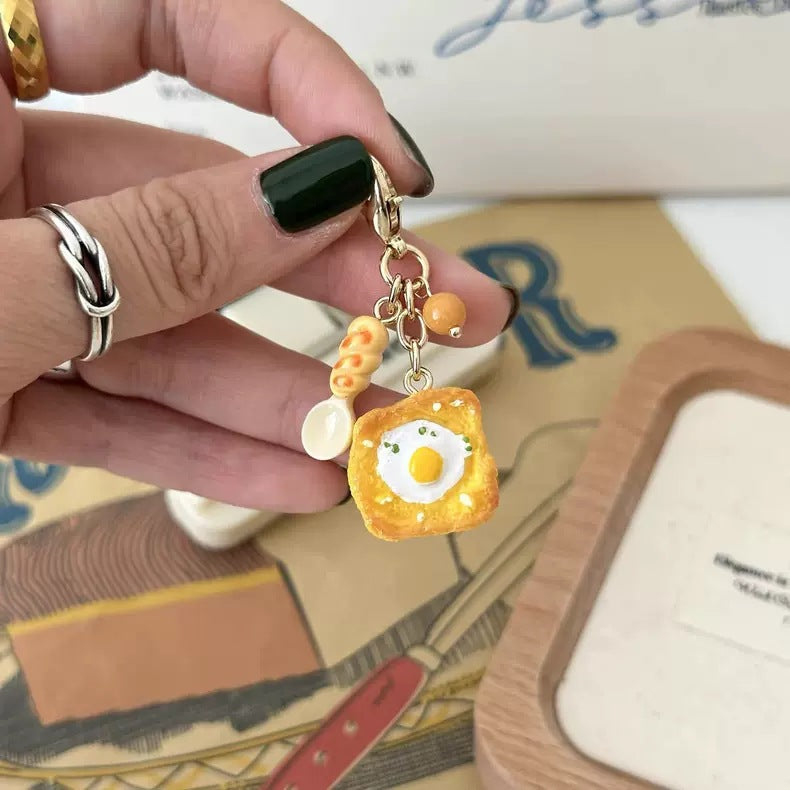 Fried Egg Toast Keychain