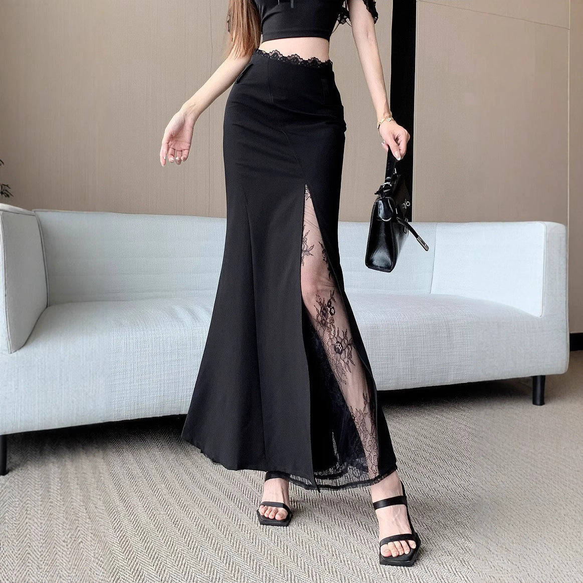 Jennifer Black Lace Maxi Skirt