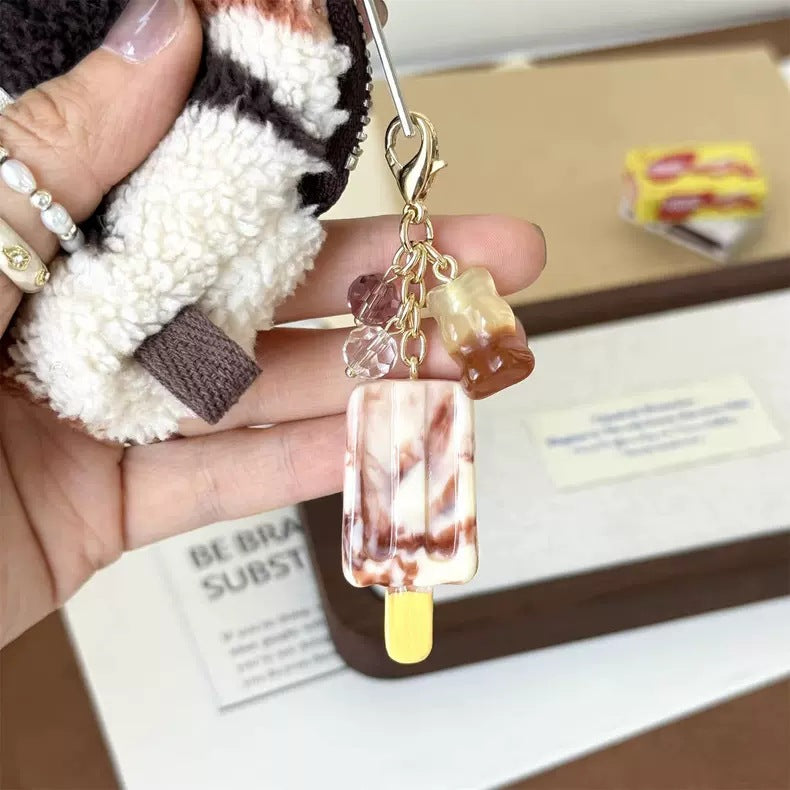 Milk Tea Ice Block Keychain