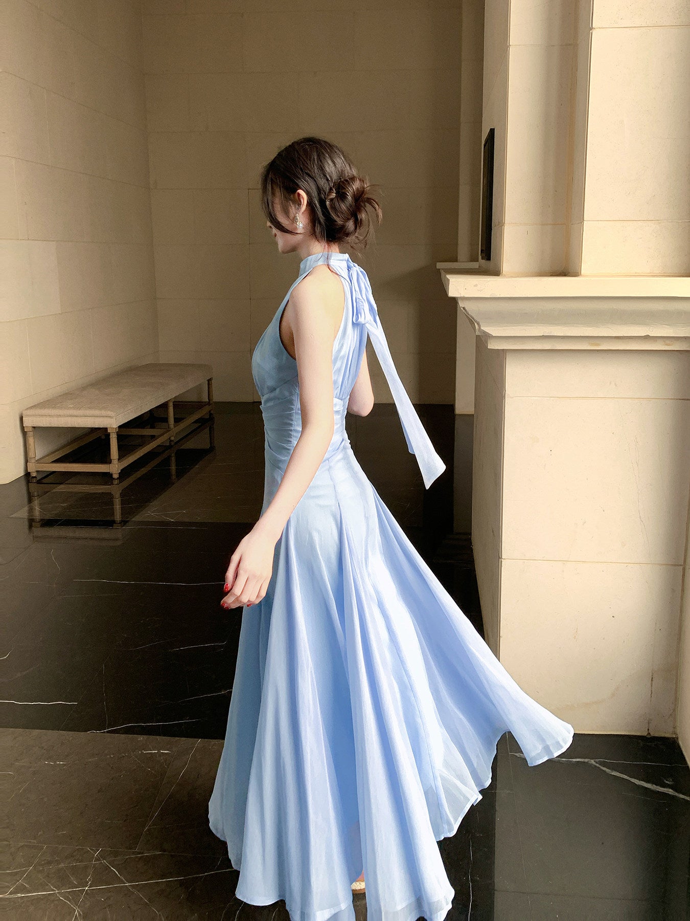 Madison Halter-Neck Sleeveless Dress