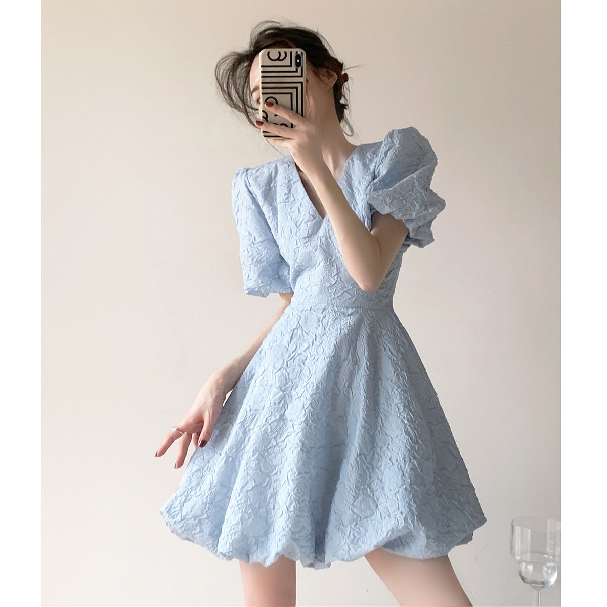 Seraphina Blueberry Puff Mini Dress