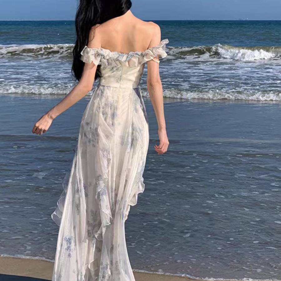 Jane Blue and White Floral Maxi Dress