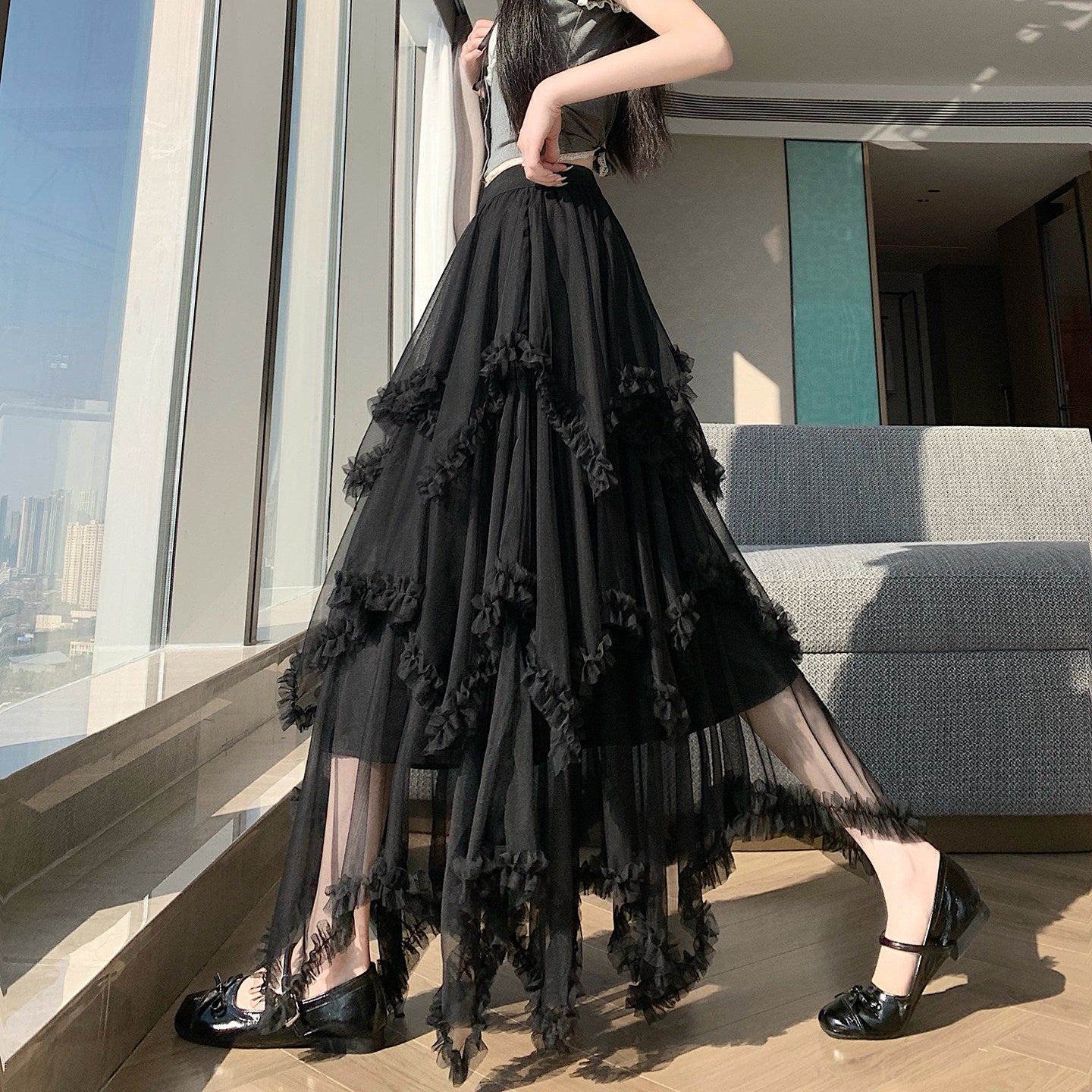 Selena Multi-Layered Pleated Maxi Skirt