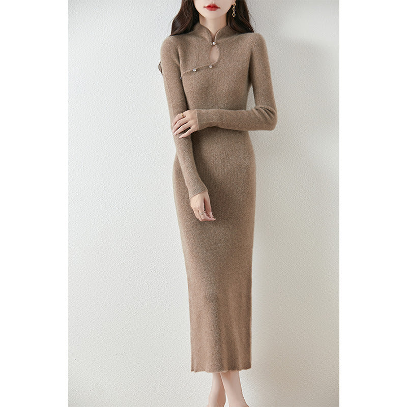 Zetian Cheongsam Style Wool Dress
