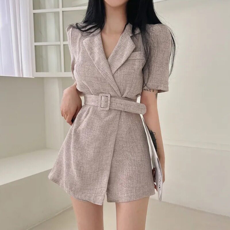 Brittany Puff Sleeves Jumpsuit Mini Dress