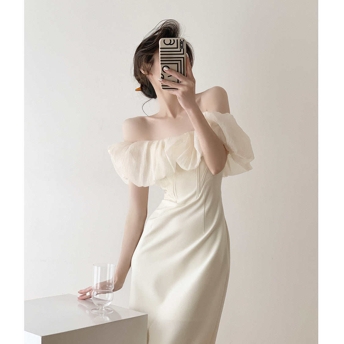 Nora Ruffle Off-Shoulder Midi Dress