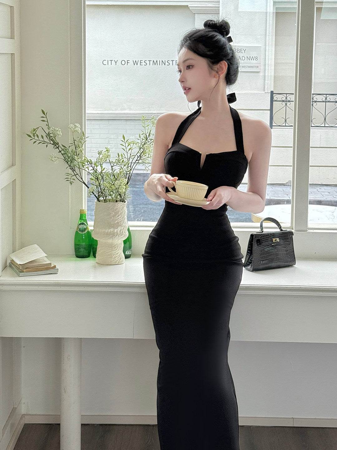 Antoinette Halter Neck Blackberry Maxi Dress