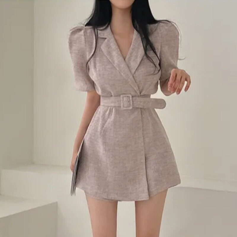 Brittany Puff Sleeves Jumpsuit Mini Dress