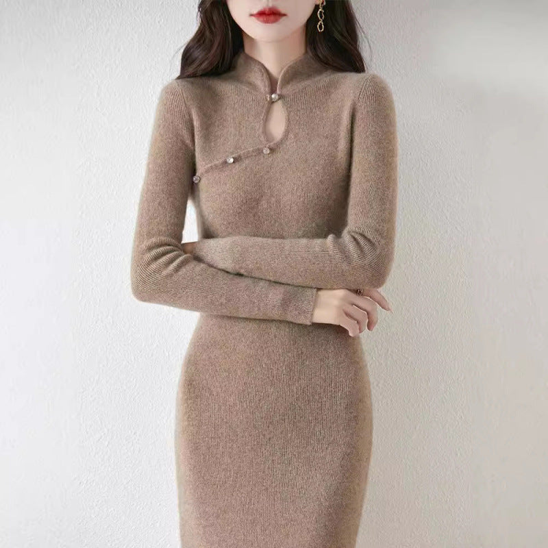 Zetian Cheongsam Style Wool Dress