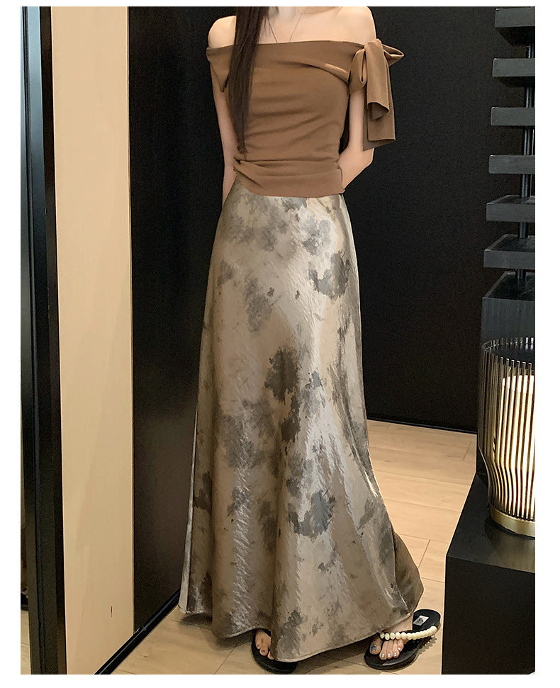 Mauve Multicoloured Maxi Skirt