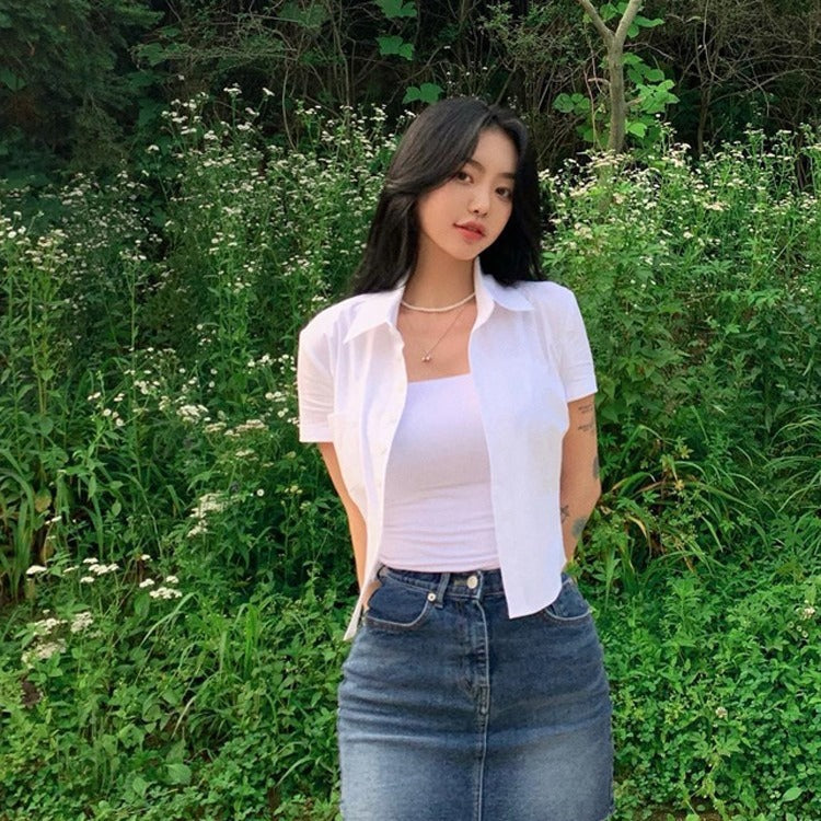 Madeline Button Cropped Top