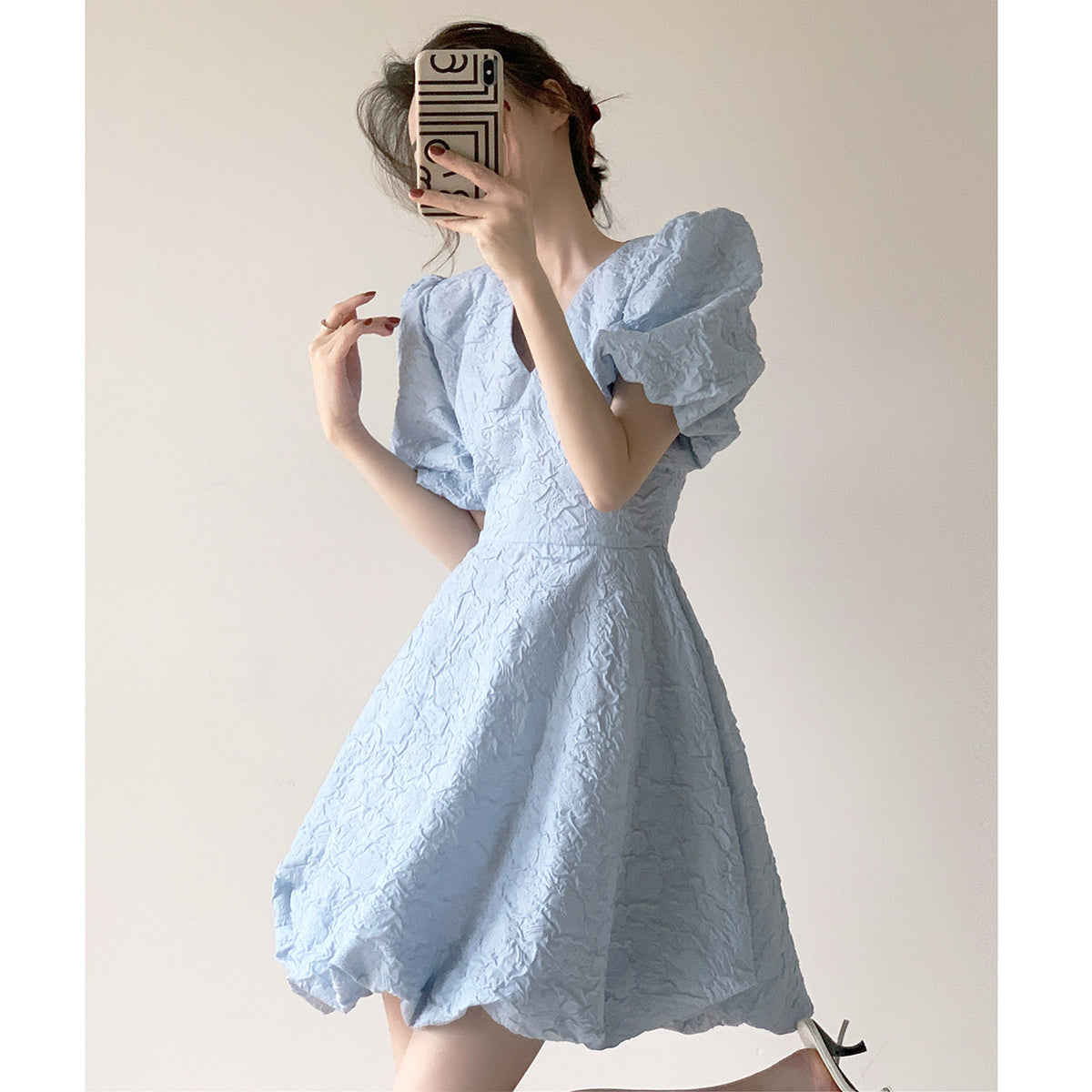 Seraphina Blueberry Puff Mini Dress