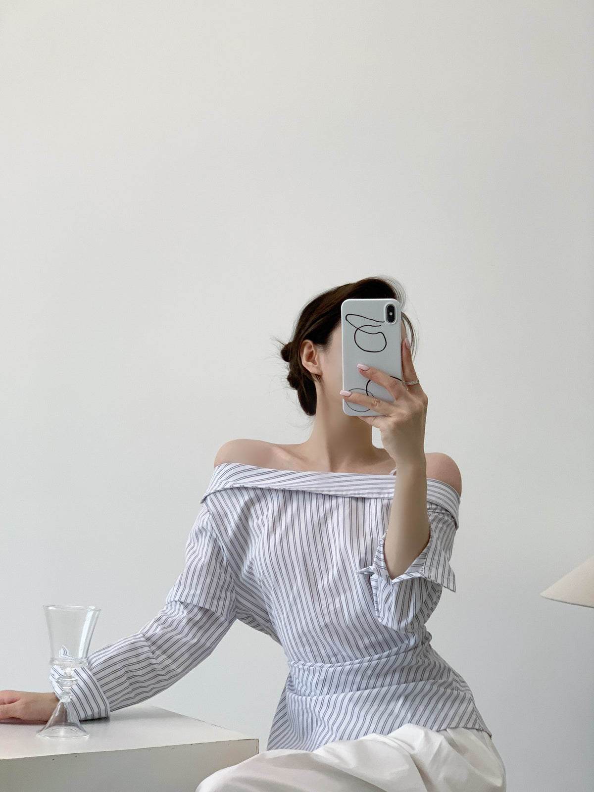 Wanda Off-shoulder Striped Long-Sleeve Top