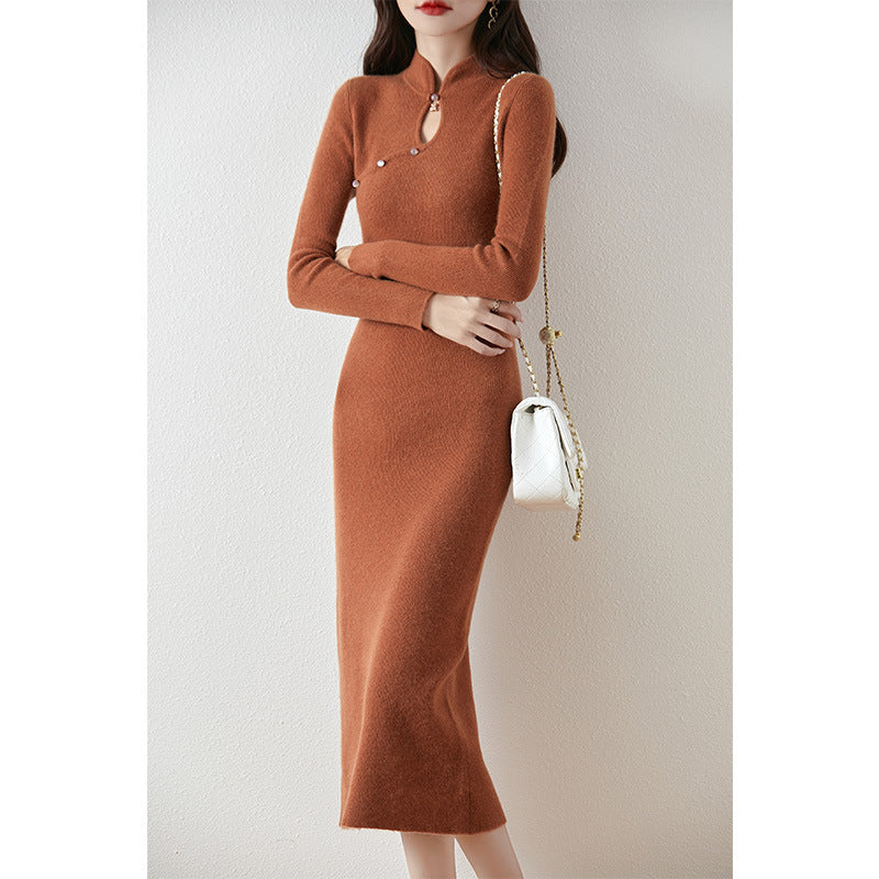 Zetian Cheongsam Style Wool Dress