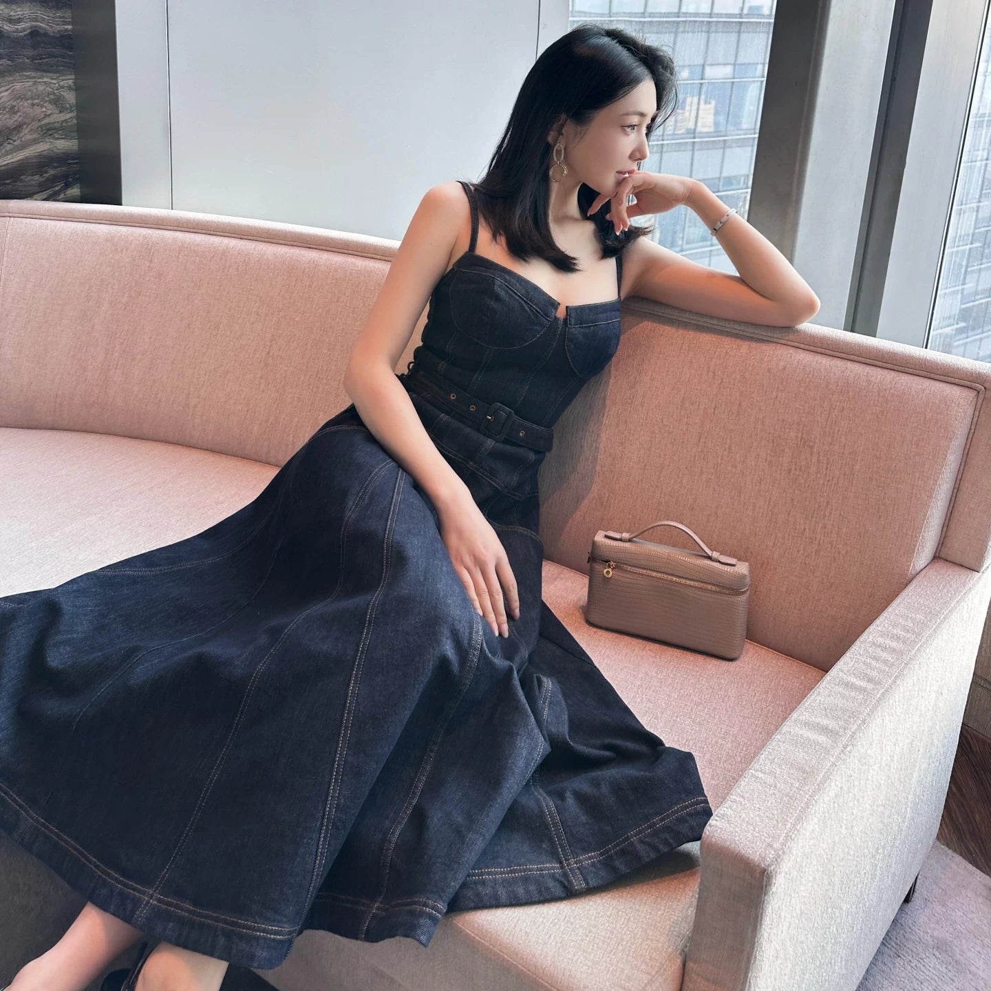 Emily Blue Denim Maxi Dress