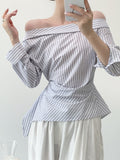 Wanda Off-shoulder Striped Long-Sleeve Top