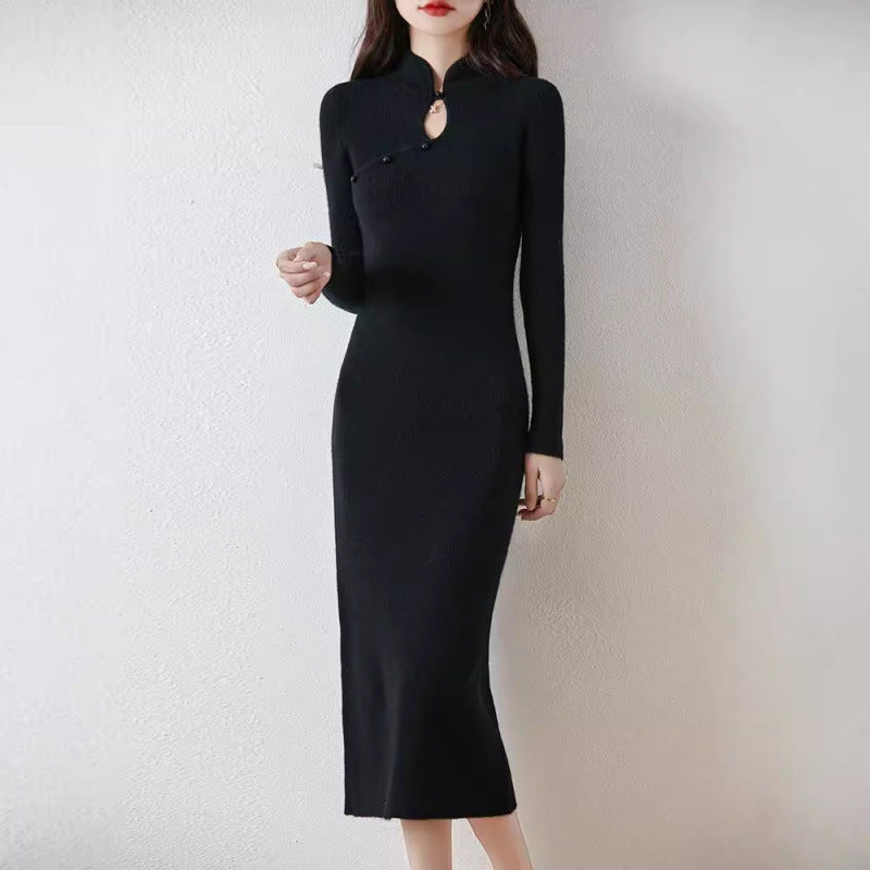 Zetian Cheongsam Style Wool Dress