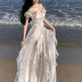 Jane Blue and White Floral Maxi Dress