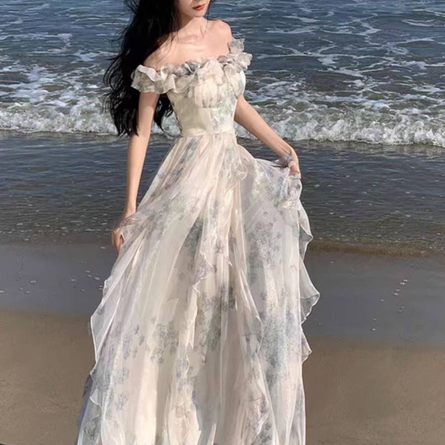 Jane Blue and White Floral Maxi Dress