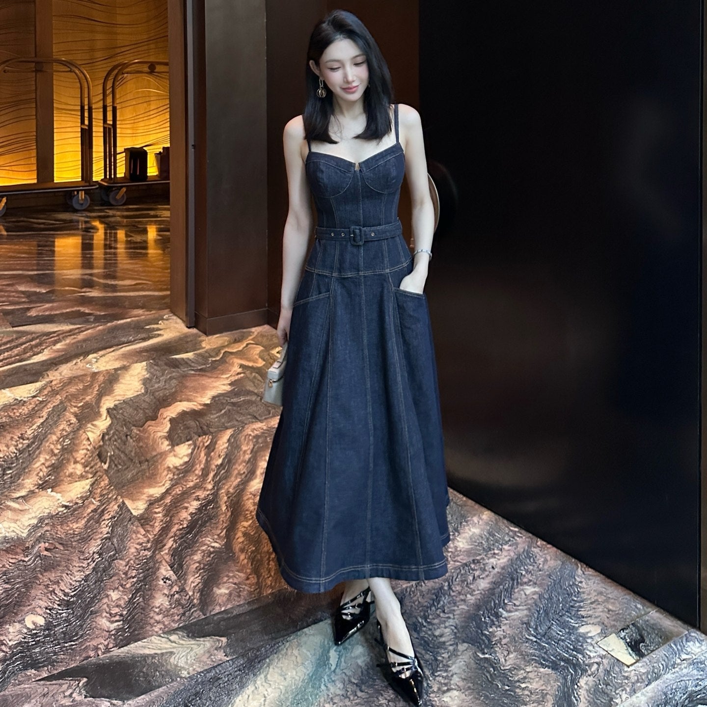 Emily Blue Denim Maxi Dress