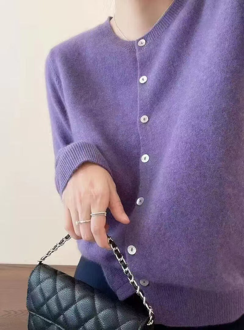 Adira Button-Up Wool Cardigan